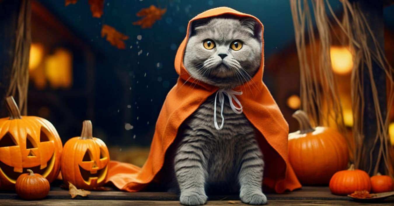 kattunge på halloween Pussel online