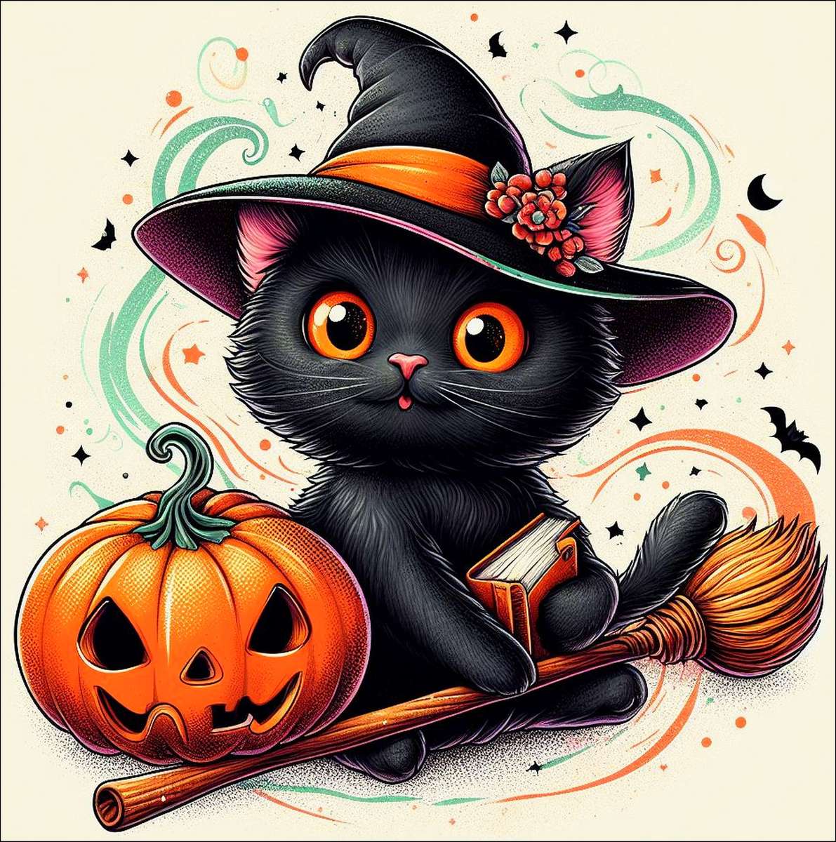 Kočičí Halloween skládačky online