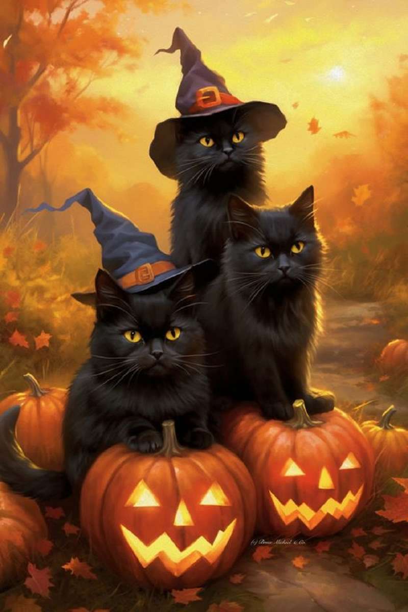Γατάκια έτοιμα για το Halloween παζλ online