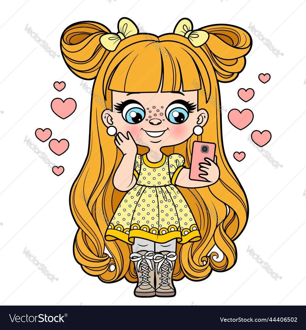 Cute cartoon long haired girl talking vector image jigsaw puzzle online