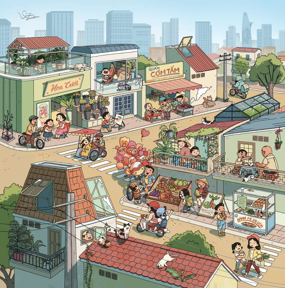 Roztomilé město online puzzle