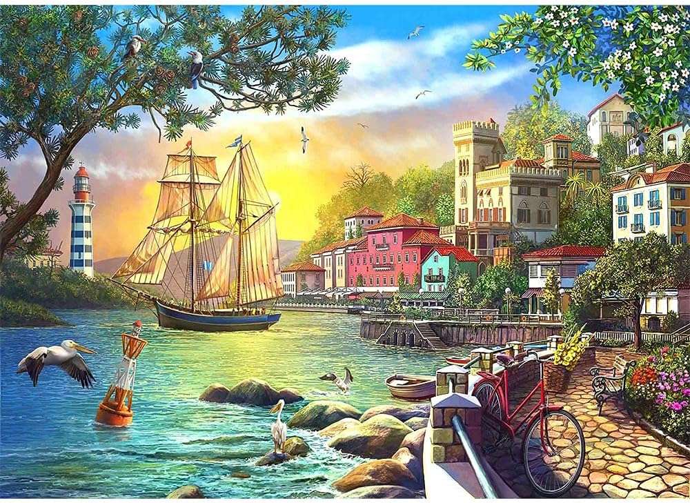 Barcă cu pânze într-un port jigsaw puzzle online