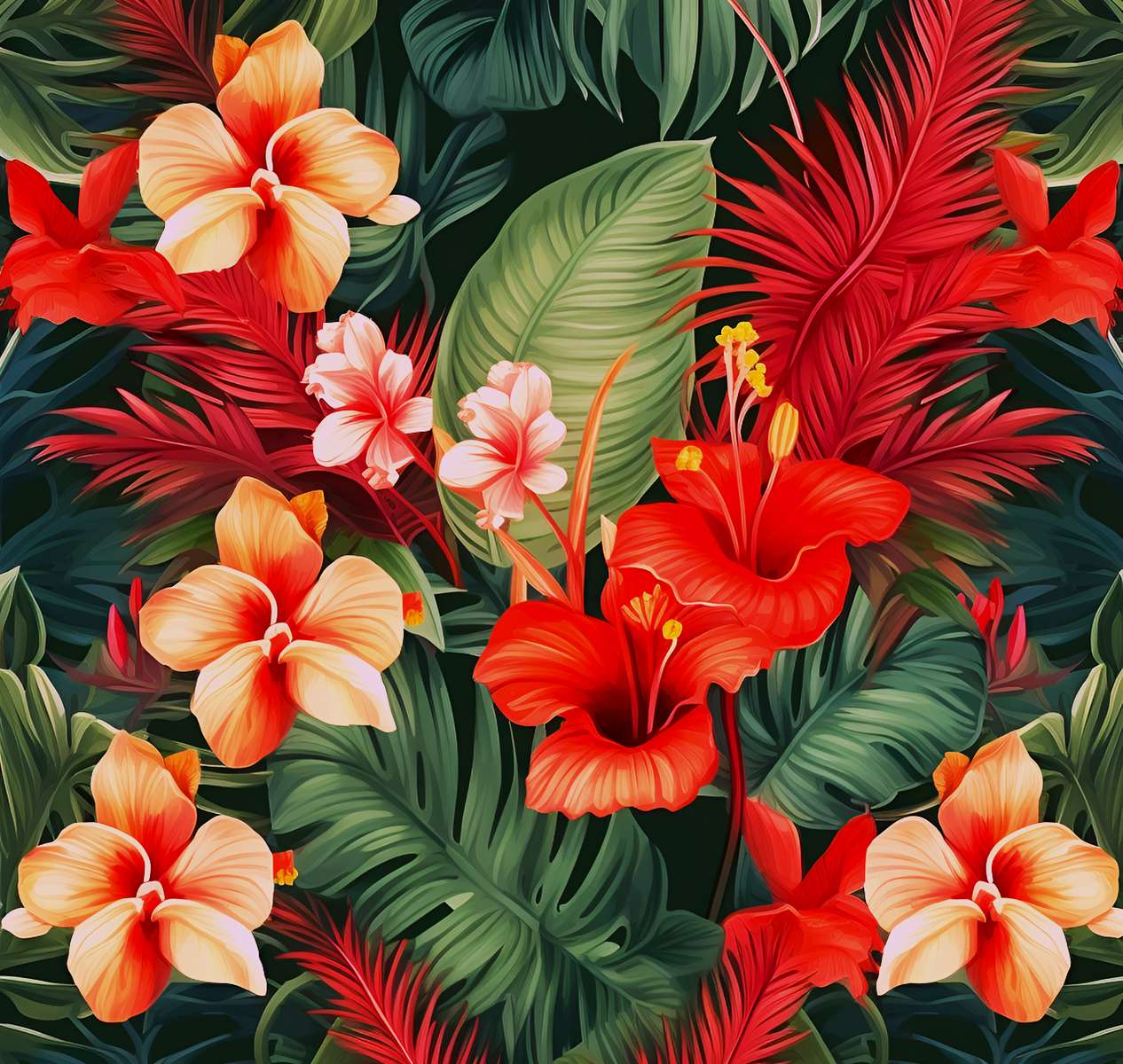 Underbara tropiska blommor (bild) pussel på nätet