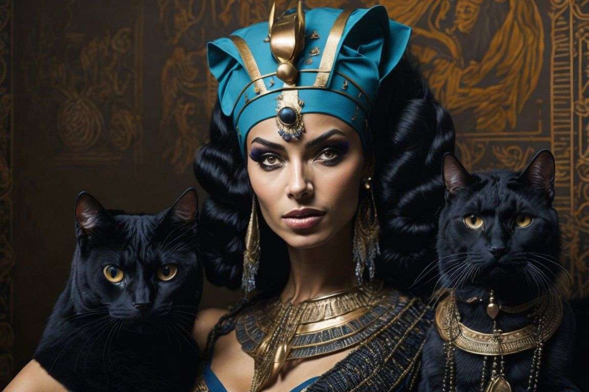 Kleopatra und ihre Katzen Puzzlespiel online