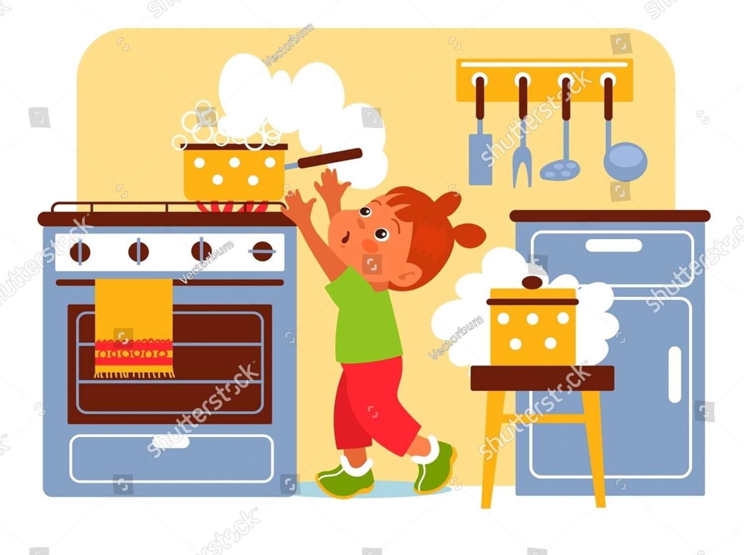 Little girl in the kitchen jigsaw puzzle online