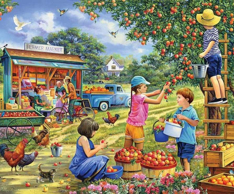 Harvesting and selling apples jigsaw puzzle online