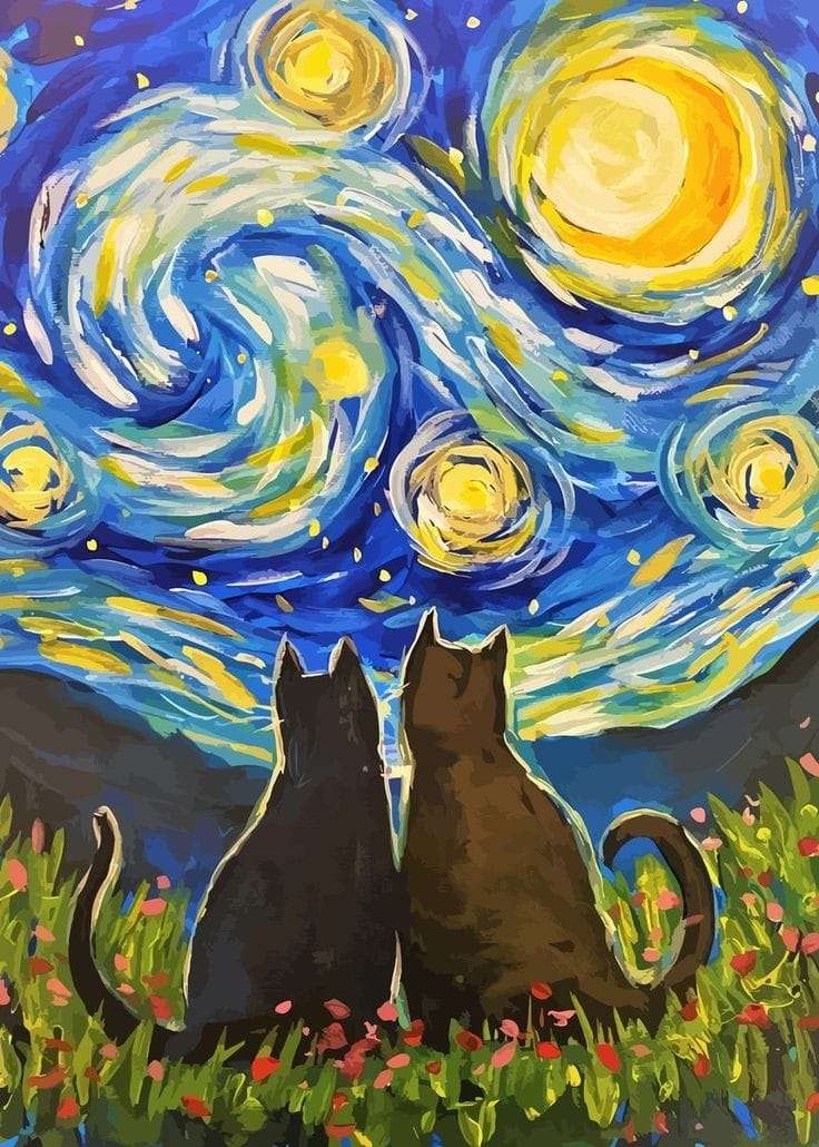 кошки смотрят в небо пазл онлайн