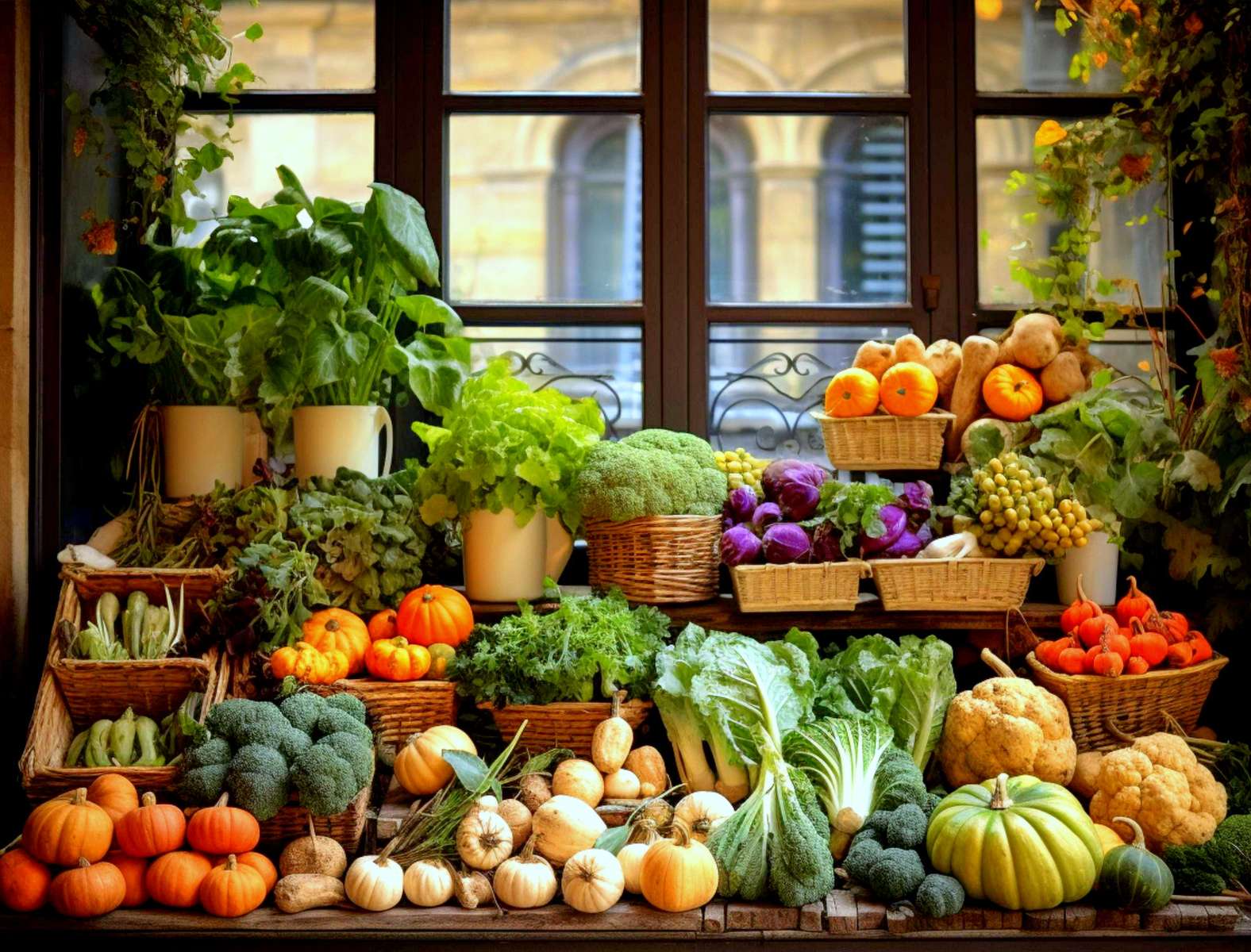 Tienda de verduras en la versión de otoño. rompecabezas en línea