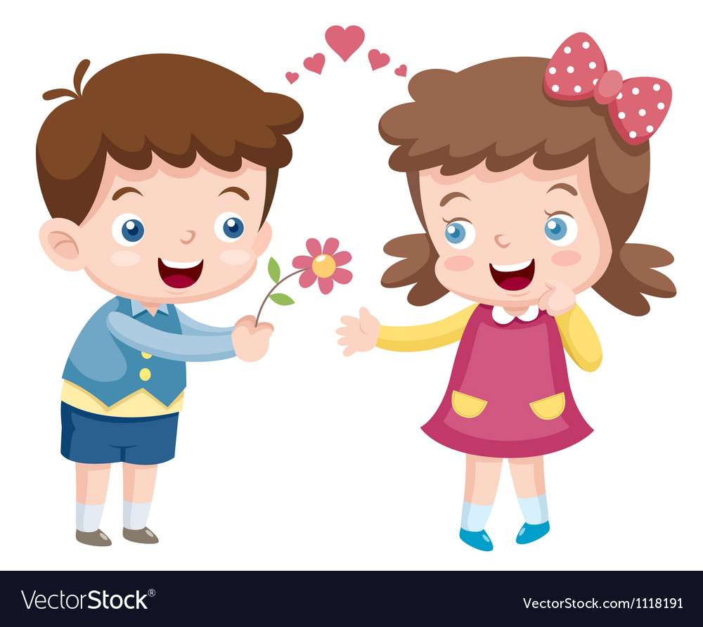 Мальчик и девочка векторное изображение онлайн-пазл