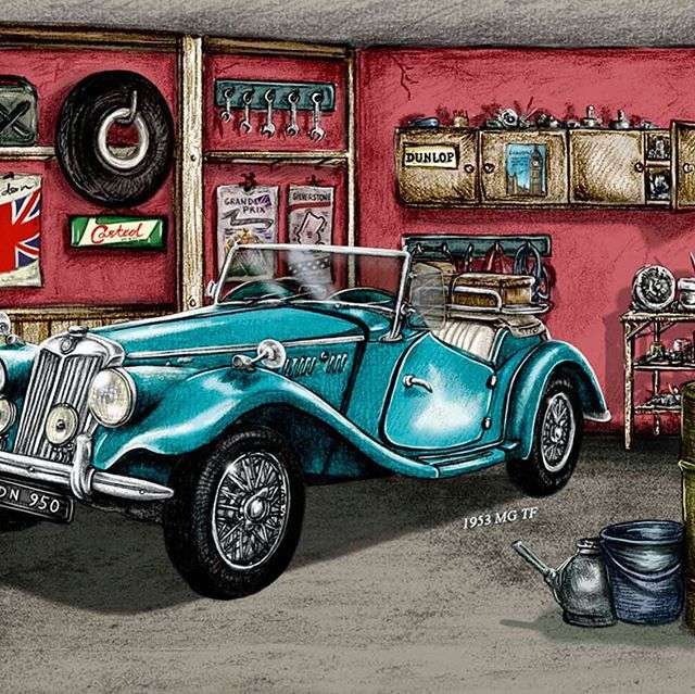 Старовинне авто в гаражі онлайн пазл