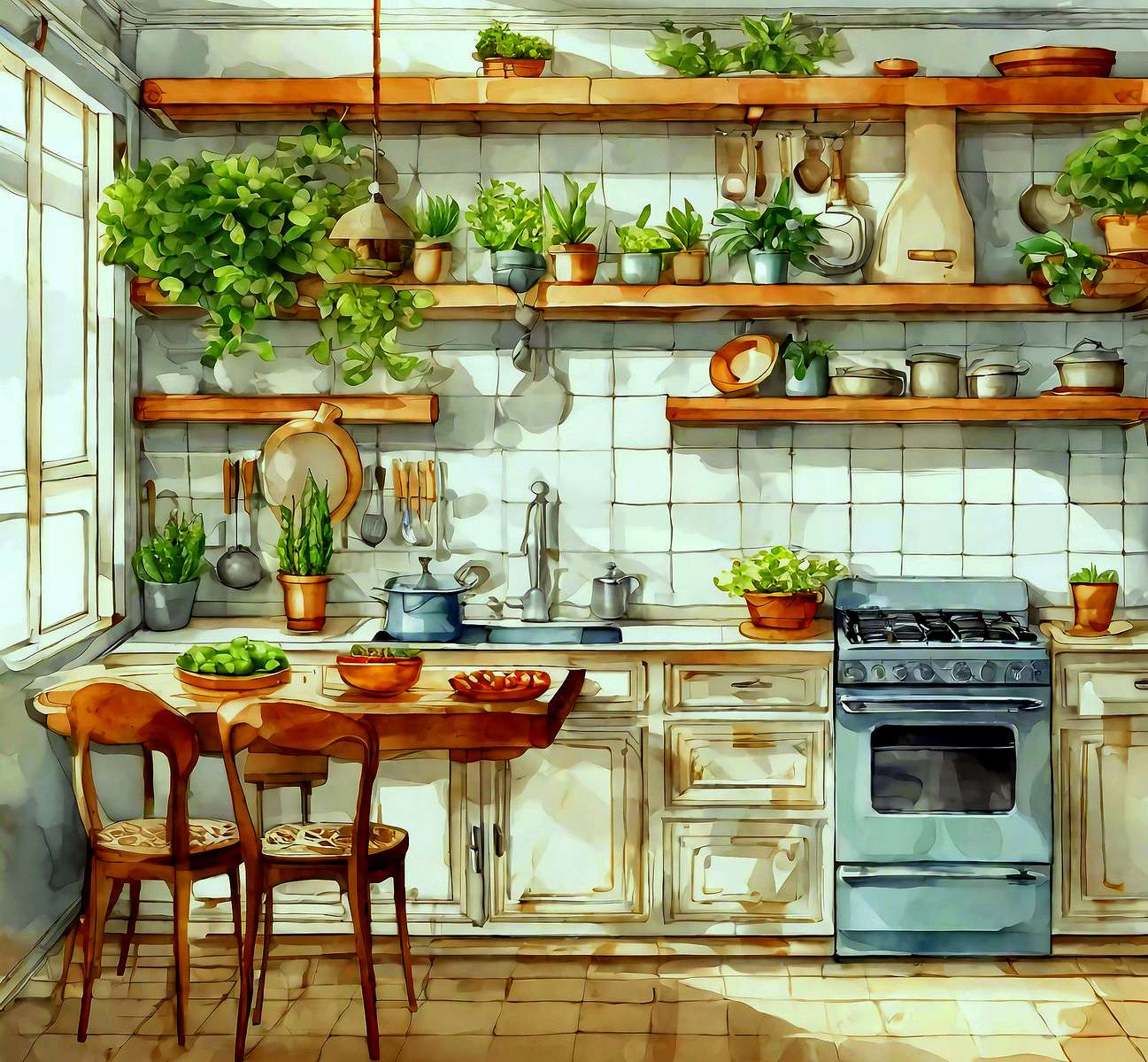 Una cucina piena di erbe puzzle online