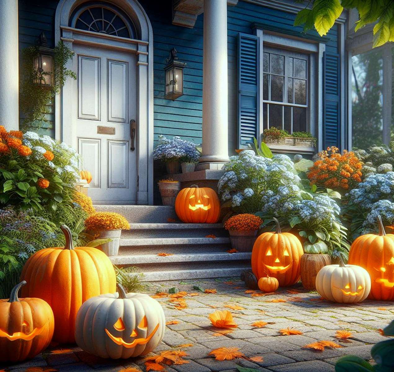 Ingerichte tuin op Halloween legpuzzel online
