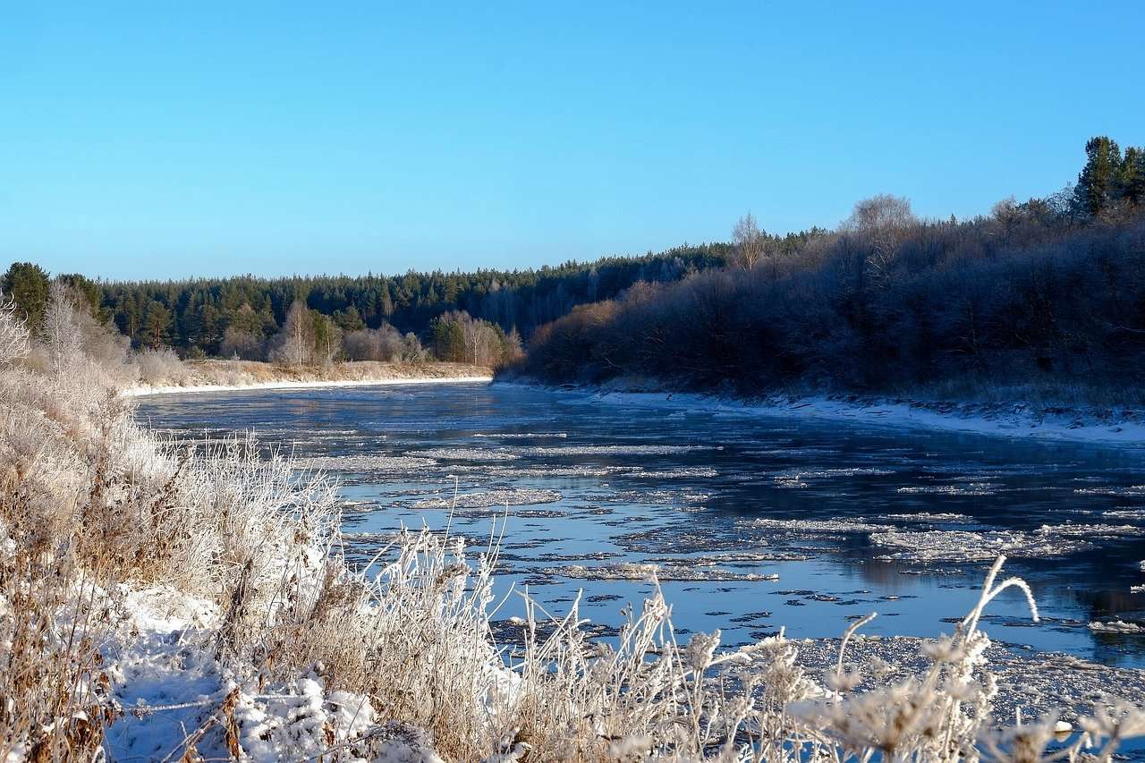 Rivière, Hiver, Gel puzzle en ligne