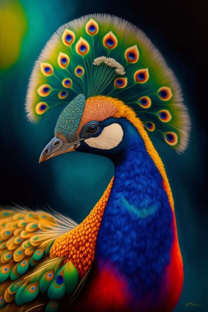 Peacock crest and lyoder with its beetle jigsaw puzzle online