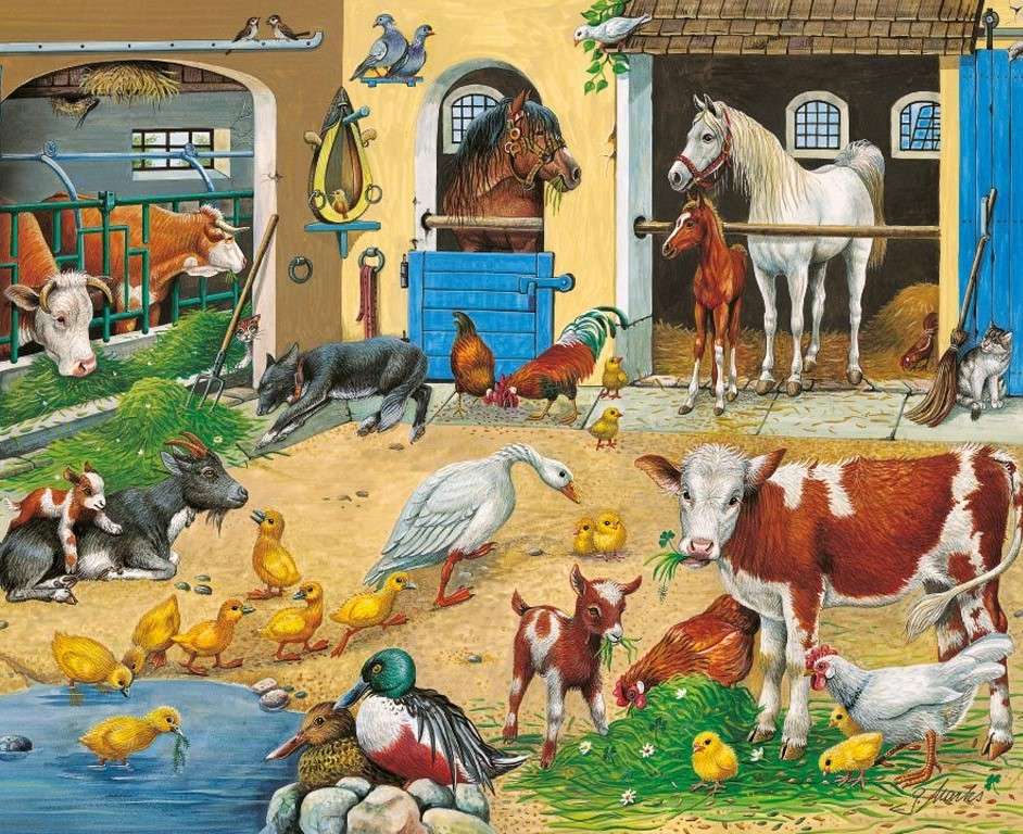 Animais na fazenda puzzle online