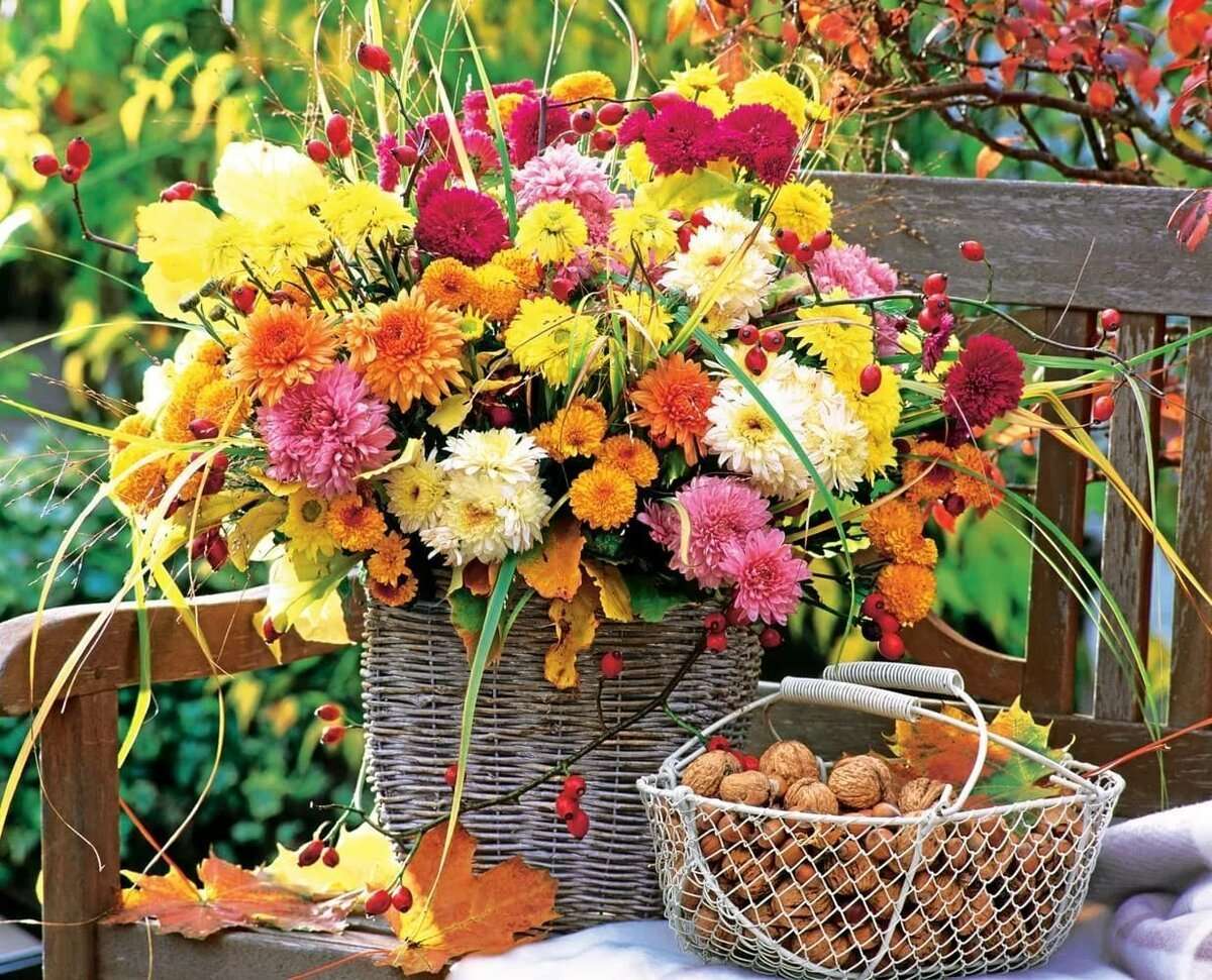 Букет от есенни цветя онлайн пъзел