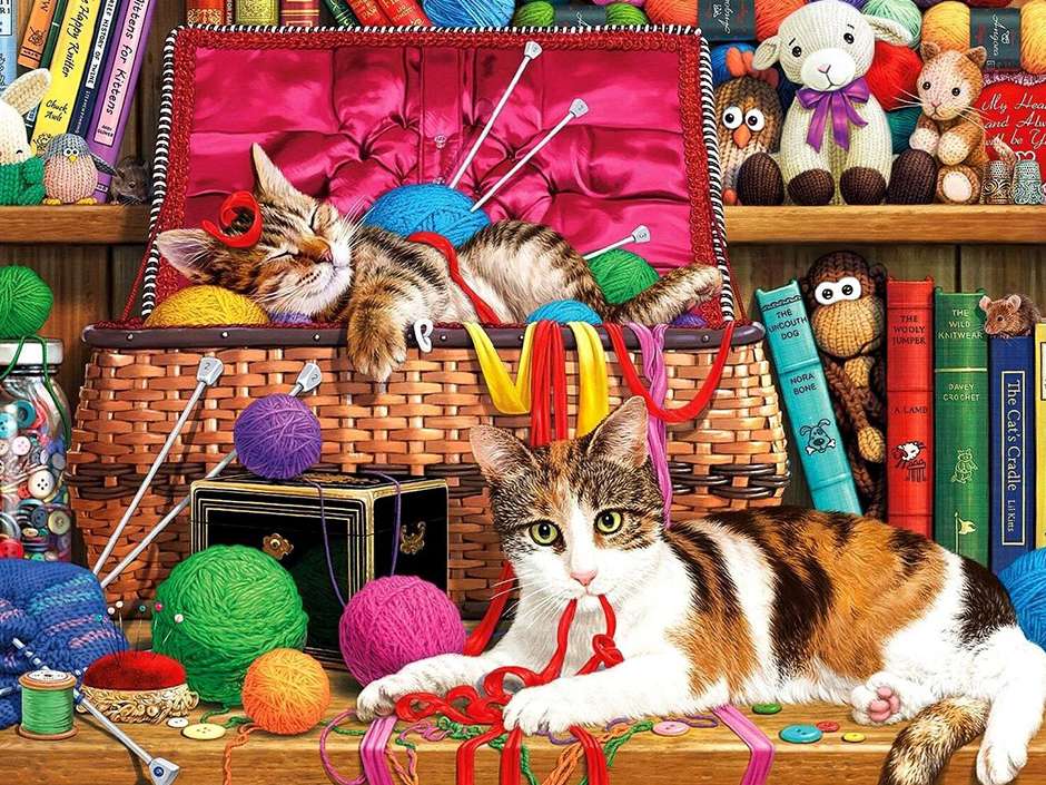 Pisici printre fire jigsaw puzzle online