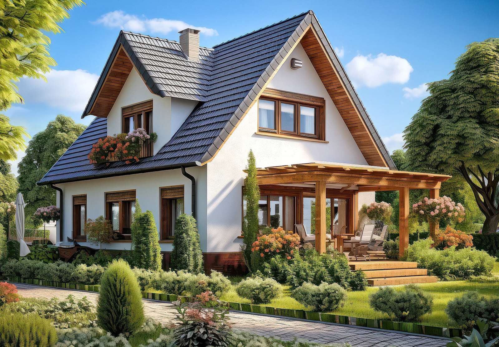 Contemporary house with a garden jigsaw puzzle online