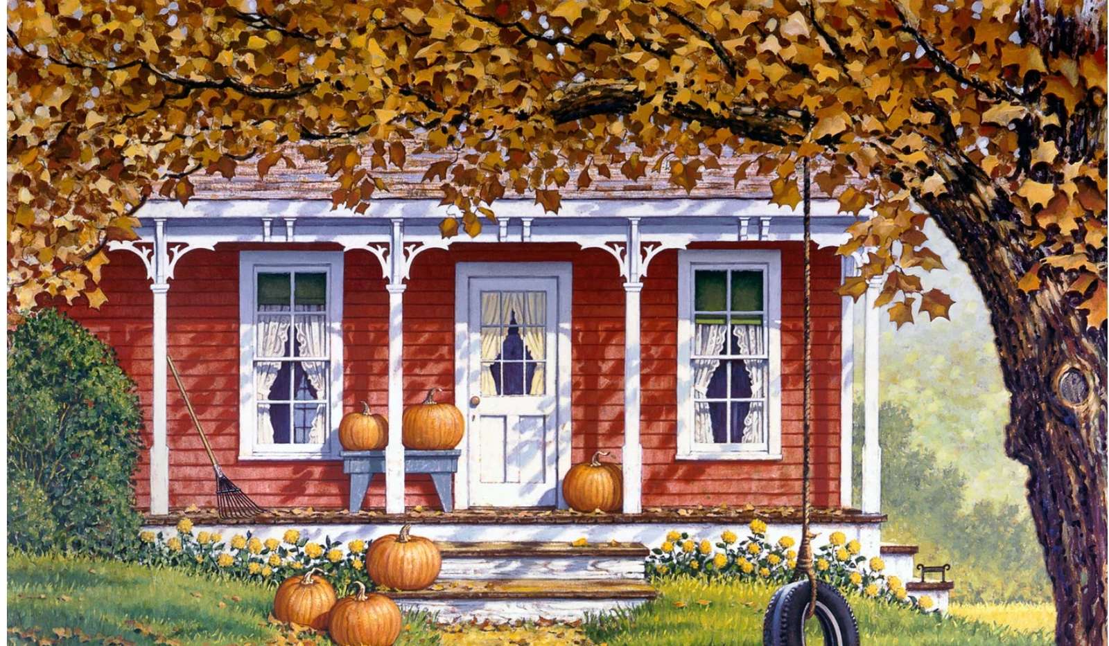 House in fall puzzle online