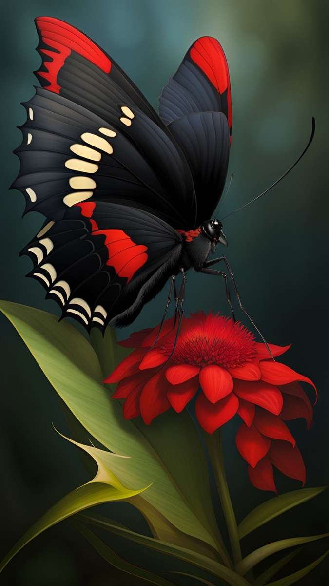 πεταλούδα κόκκινο λουλούδι παζλ online