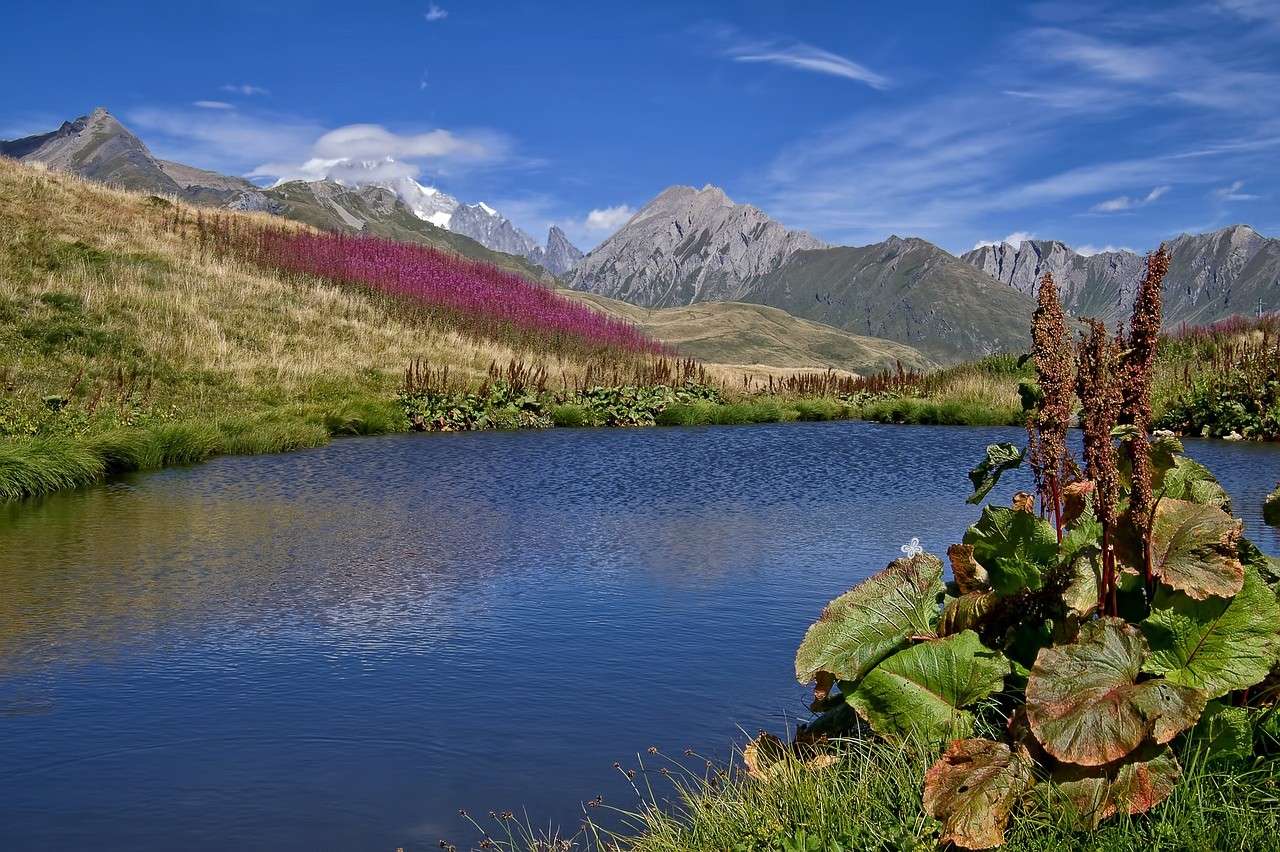 山、自然、高山の湖 ジグソーパズルオンライン