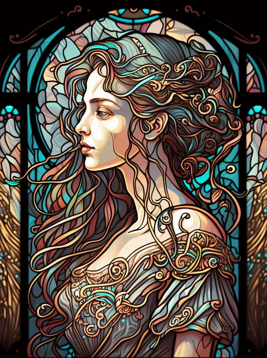 stained glass woman online puzzle