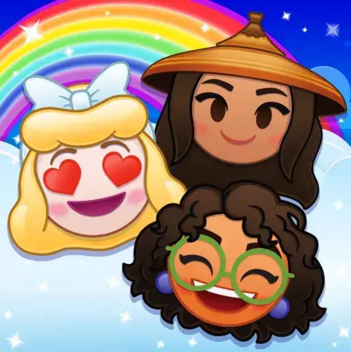 Drei Disney-Emoji-Mädchen❤️❤️❤️❤️❤️ Online-Puzzle
