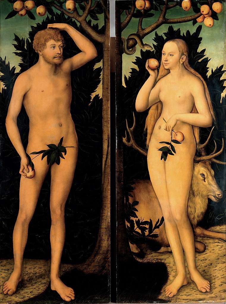 Cranach: Adam en Eva legpuzzel online