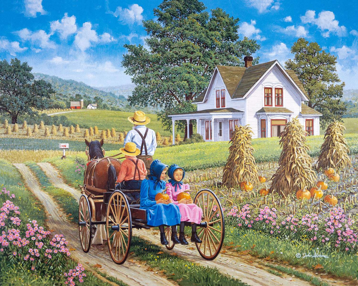 bambini della fattoria in autunno puzzle online