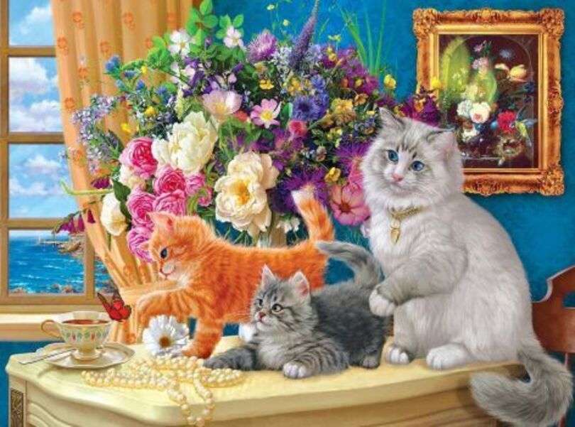 Kittens on the dresser jigsaw puzzle online