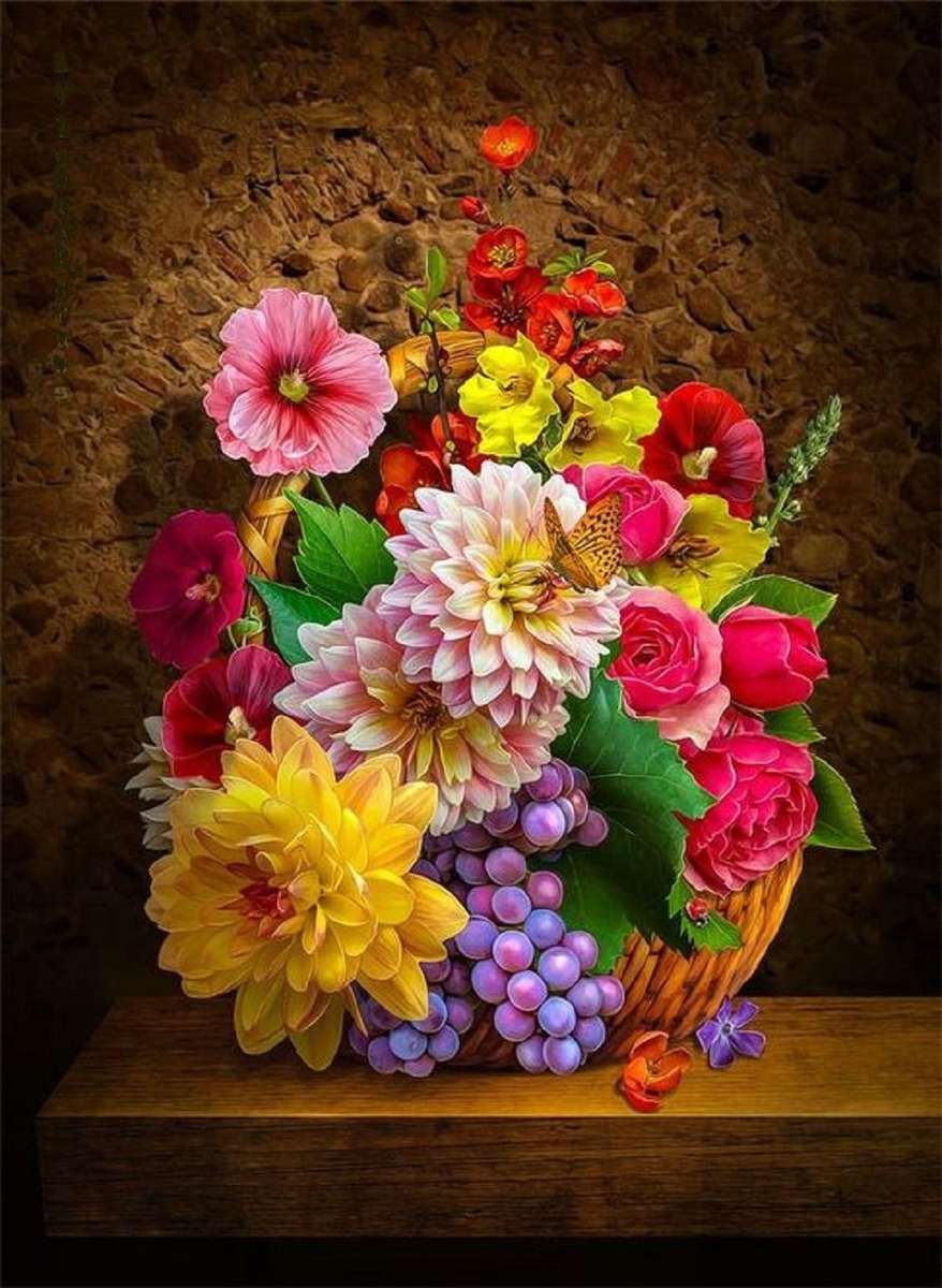 A basket with pretty flowers online puzzle