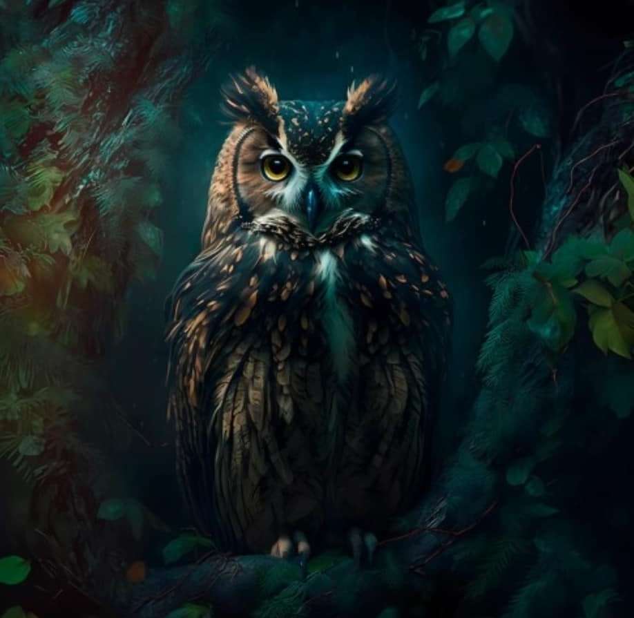A focused owl, a wise head at night online puzzle