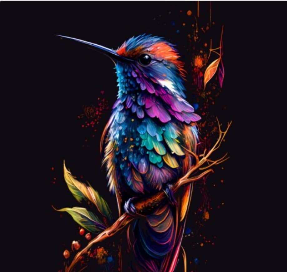 Lonely colorful bird on a branch jigsaw puzzle online