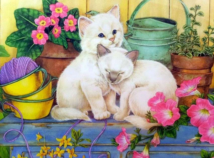 Deux chatons blancs puzzle en ligne