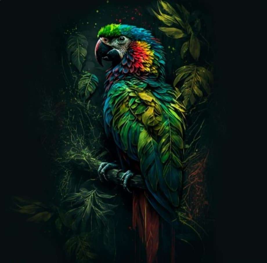 Vacker färgglad papegoja ara pussel på nätet