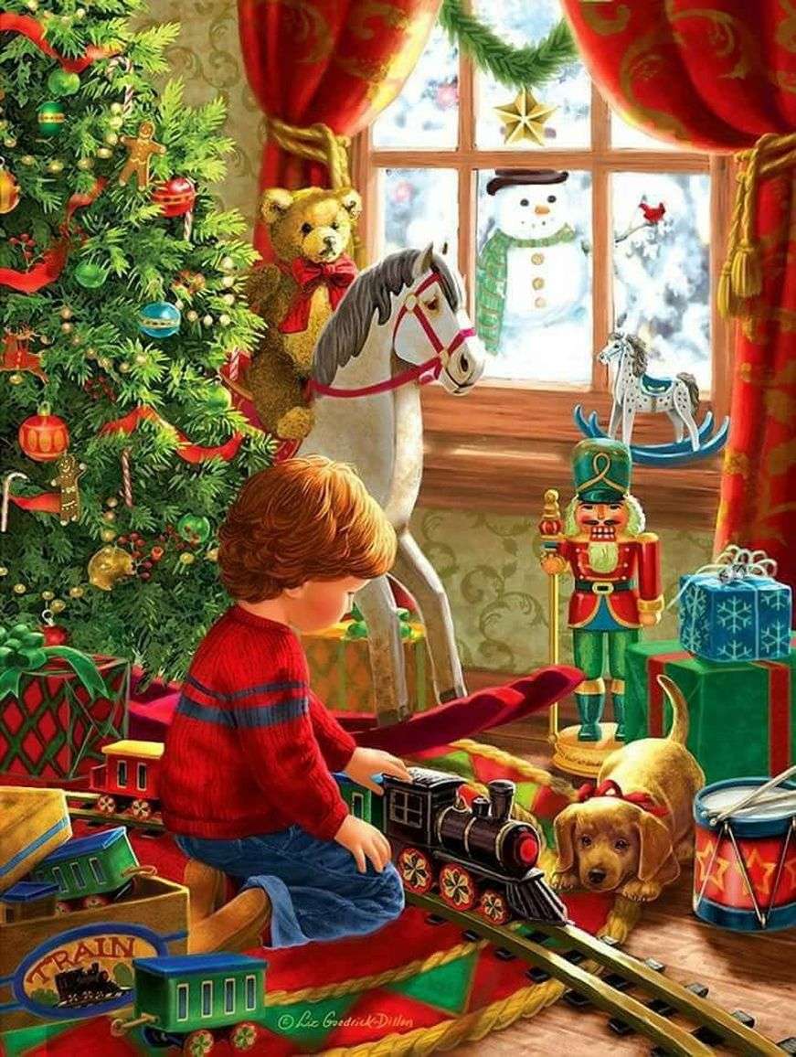 Boy on Christmas morning jigsaw puzzle online