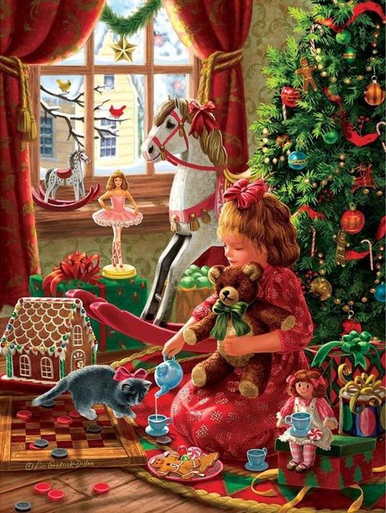 GIRL ON CHRISTMAS MORNING jigsaw puzzle online