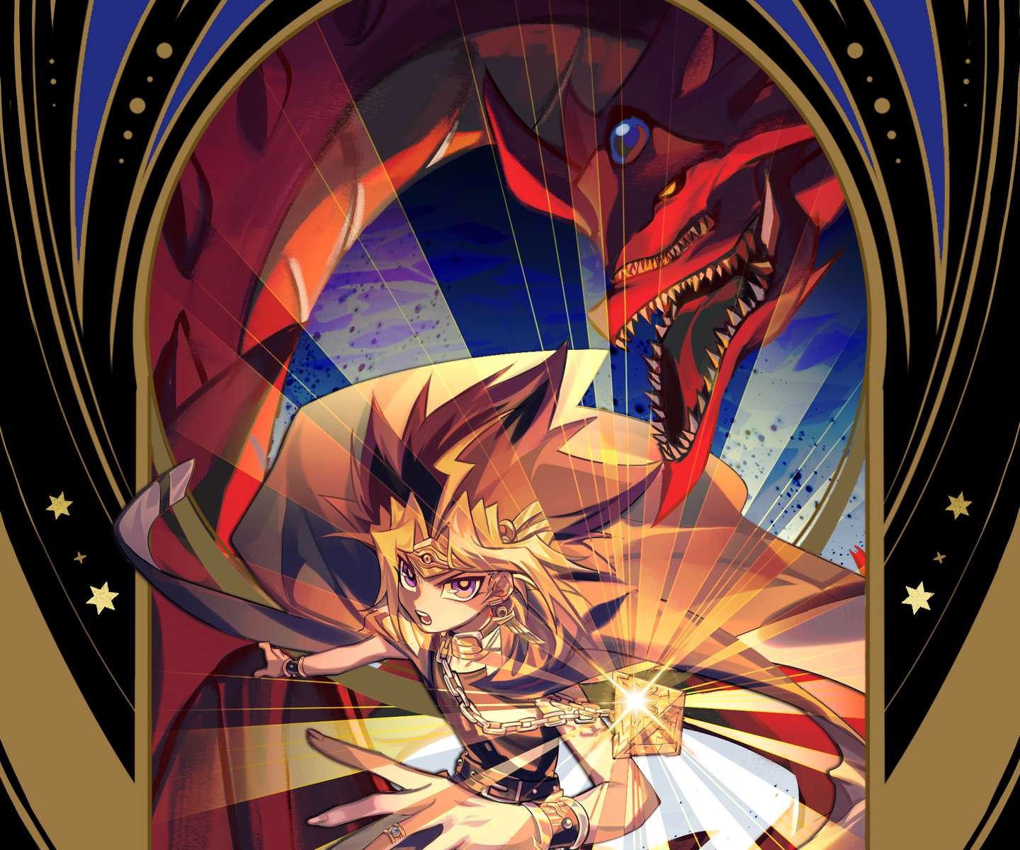 Yami Yugi e Slifer il drago del cielo. puzzle online