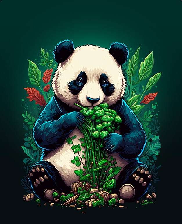 Panda che mangia foglie verdi puzzle online