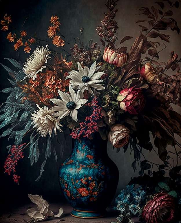 Flores coloridas em um vaso quebra-cabeças online
