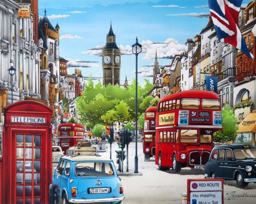 Vozidla na ulici v Londýně online puzzle