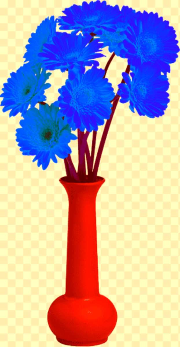 flores azuis em um lindo vaso puzzle online