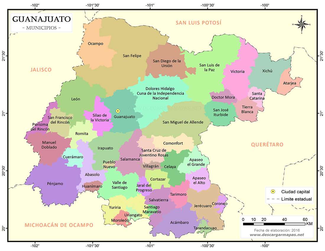 グアナファトの政治地図 ジグソーパズルオンライン