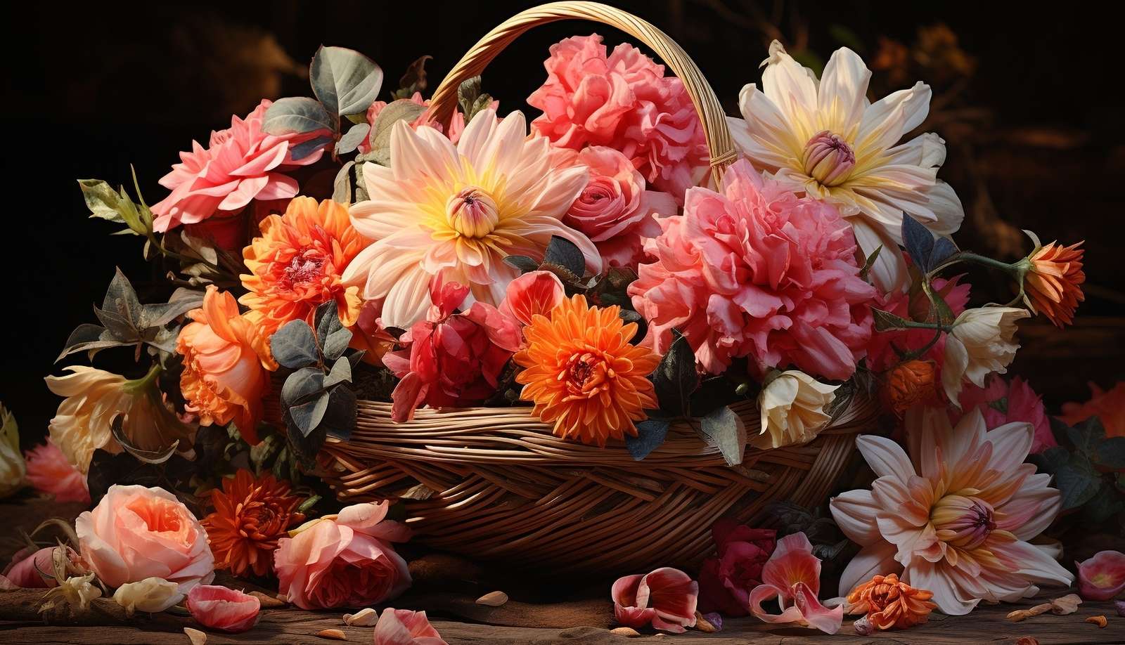Kytice nádherných barevných květin online puzzle