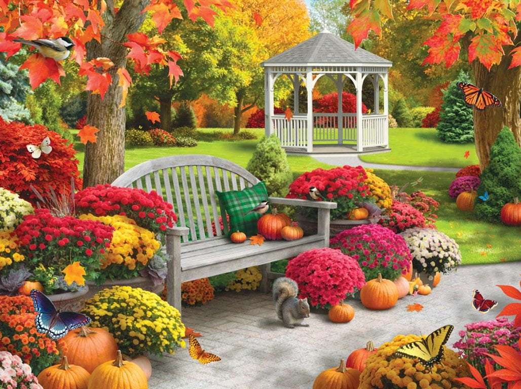 Есен в градината онлайн пъзел
