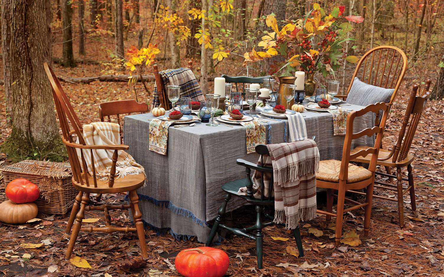 Пикник в есенната гора онлайн пъзел