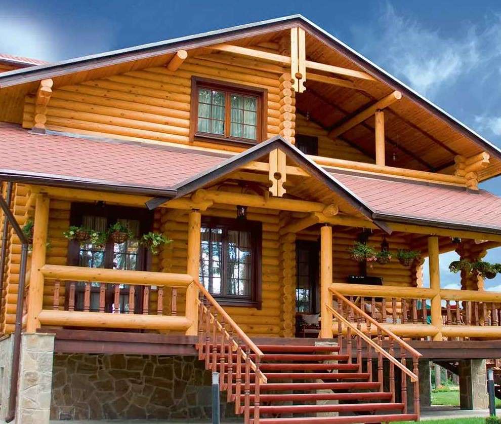 Дървена къща в планината онлайн пъзел