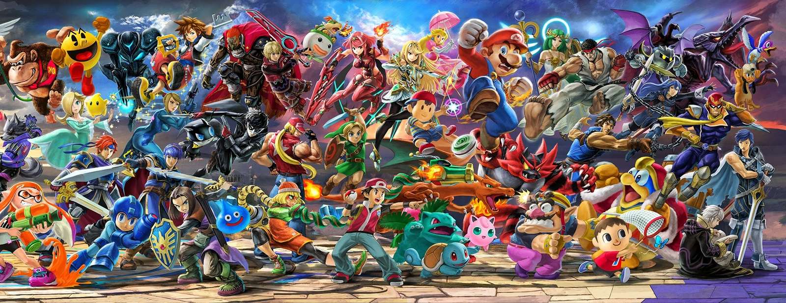 Стенопис Super Smash Bros Ultimate, вдясно онлайн пъзел