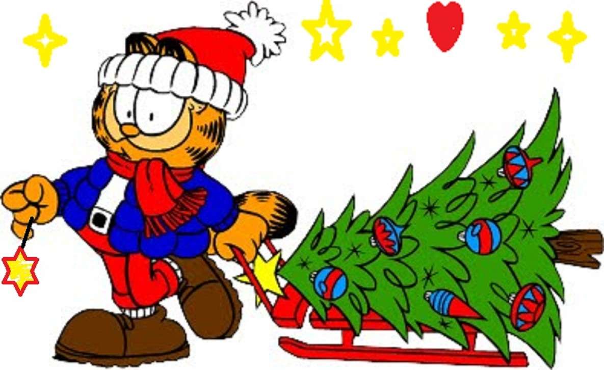 Garfield vid jul Pussel online