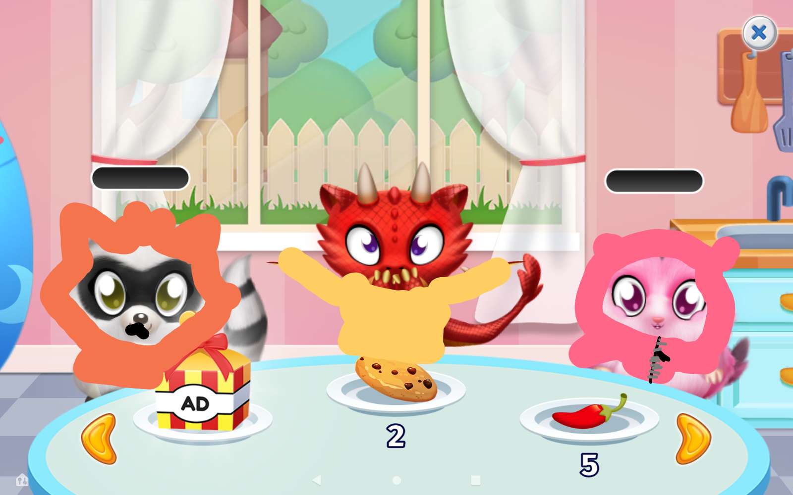 Cute animals: Raccoon, dragon and hamster online puzzle